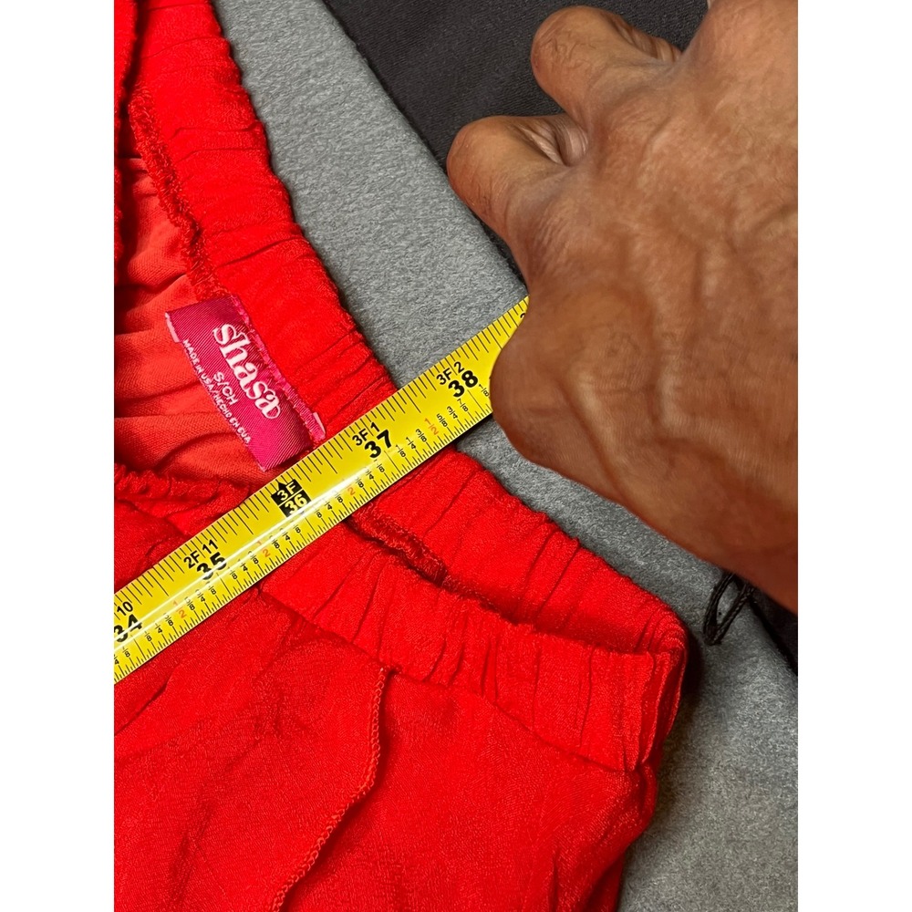 Shasa Red High Low Maxi Skirt Elastic Waist Flowy Asymmetrical Hem Small - Picture 7 of 12